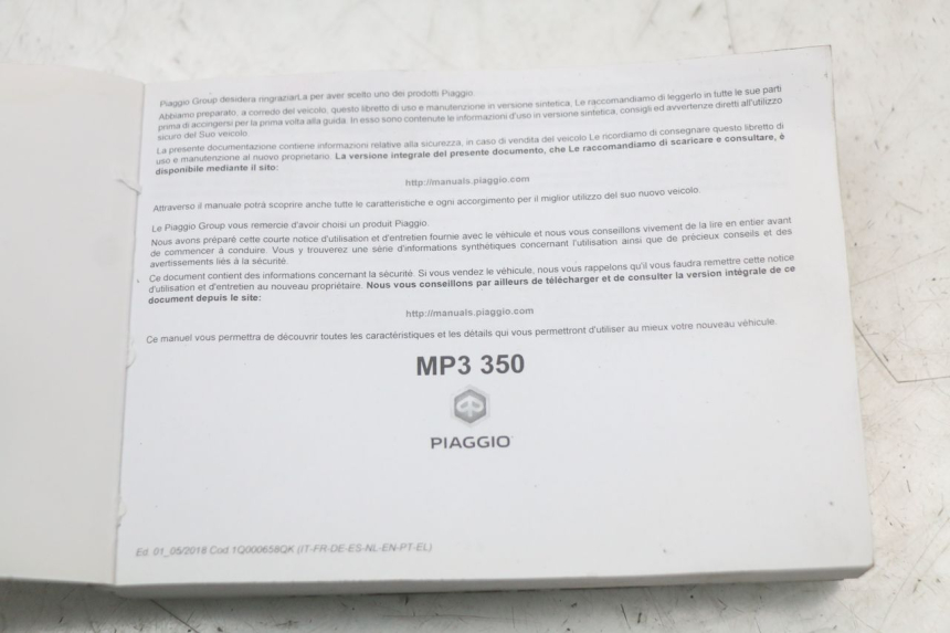 photo de BENUTZERHANDBUCH PIAGGIO MP3 HPE 350 (2018 - 2020) - Alternative Perspektive